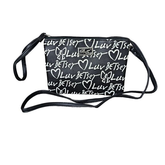 Luv Betsey by Betsey Johnson Black White Crossbody Wristlet NEW - Picture 7 of 10